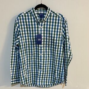 Club Room Blue & Green Gingham Long-Sleeve Button-Down Shirt